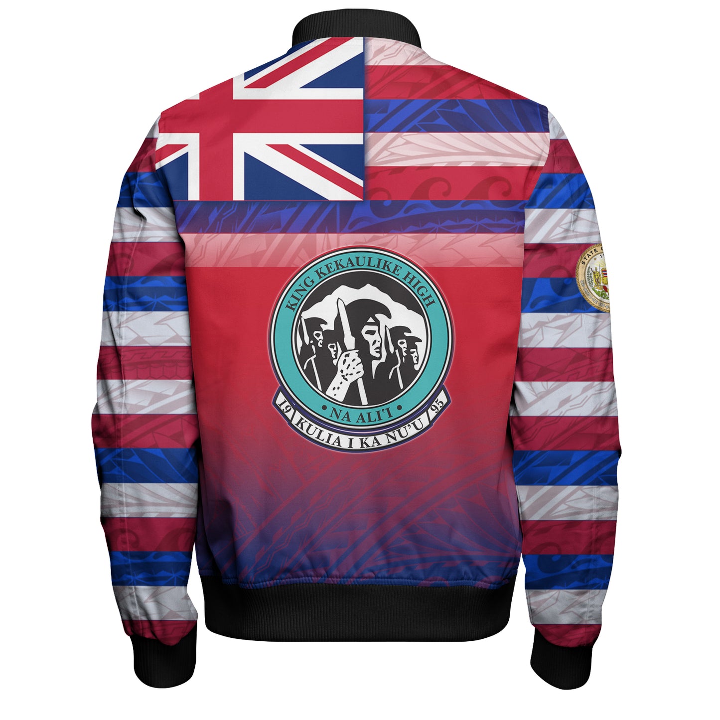 Hawaii King Kekaulike High School Bomber Jacket Flag Color With Traditional Patterns