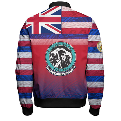 Hawaii King Kekaulike High School Bomber Jacket Flag Color With Traditional Patterns