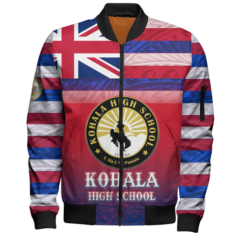 Hawaii Kohala High School Bomber Jacket Flag Color With Traditional Patterns