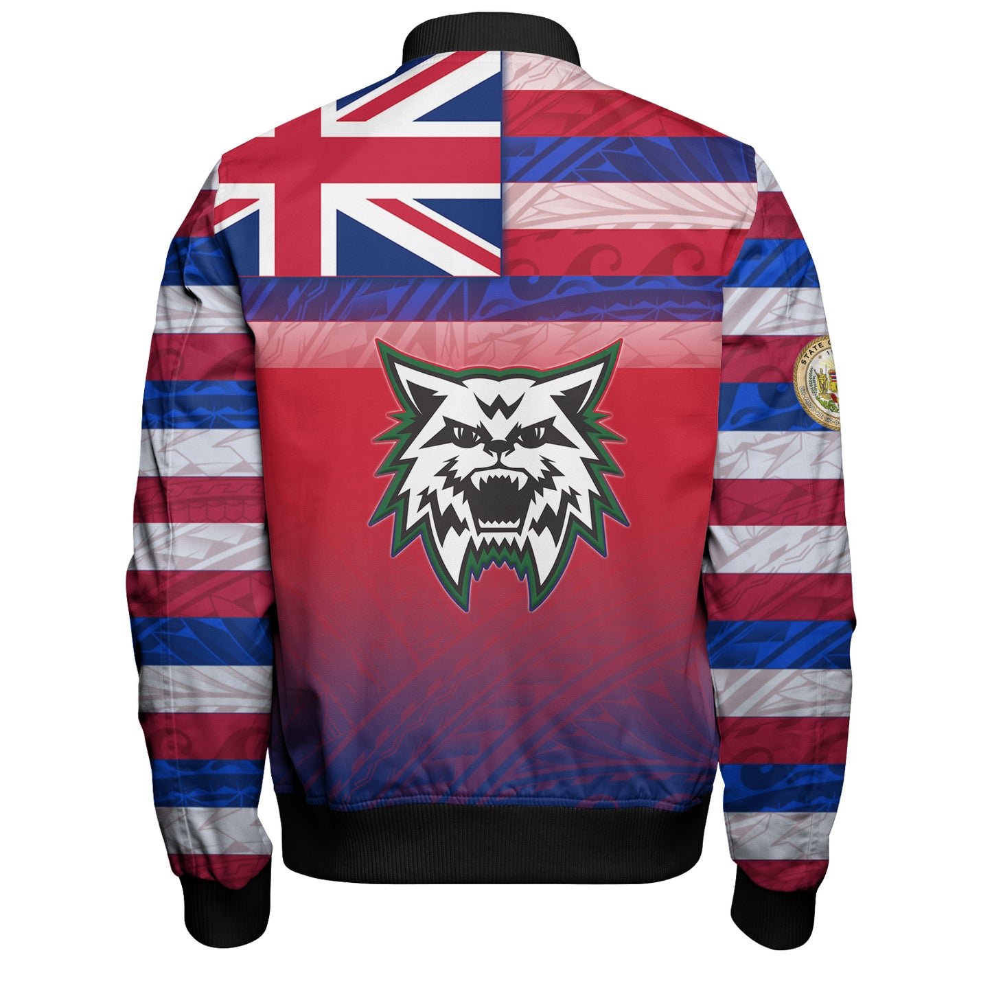 Hawaii Konawaena High School Bomber Jacket Flag Color With Traditional Patterns