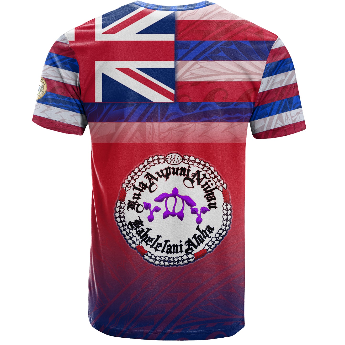 Hawaii Kula Aupuni Niihau A Kahelelani Aloha High School T-Shirt Flag Color With Traditional Patterns