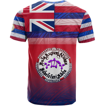 Hawaii Kula Aupuni Niihau A Kahelelani Aloha High School T-Shirt Flag Color With Traditional Patterns