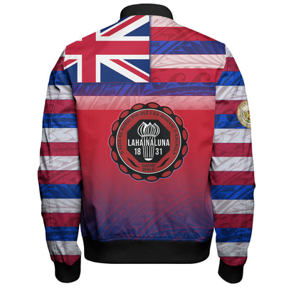 Hawaii Lahainaluna High School Bomber Jacket Flag Color With Traditional Patterns