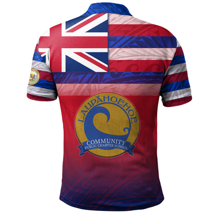 Hawaii Laupahoehoe Community Public Charter School Polo Shirt Flag Color With Traditional Patterns