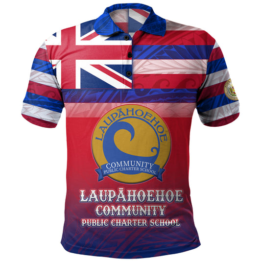 Hawaii Laupahoehoe Community Public Charter School Polo Shirt Flag Color With Traditional Patterns