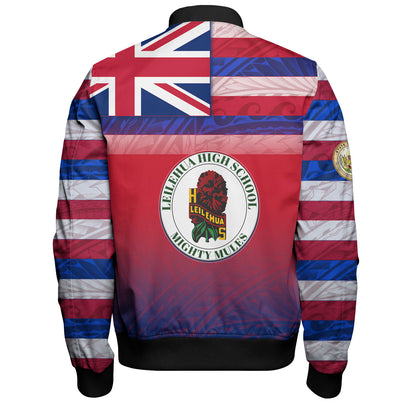 Hawaii Leilehua High School Bomber Jacket Flag Color With Traditional Patterns