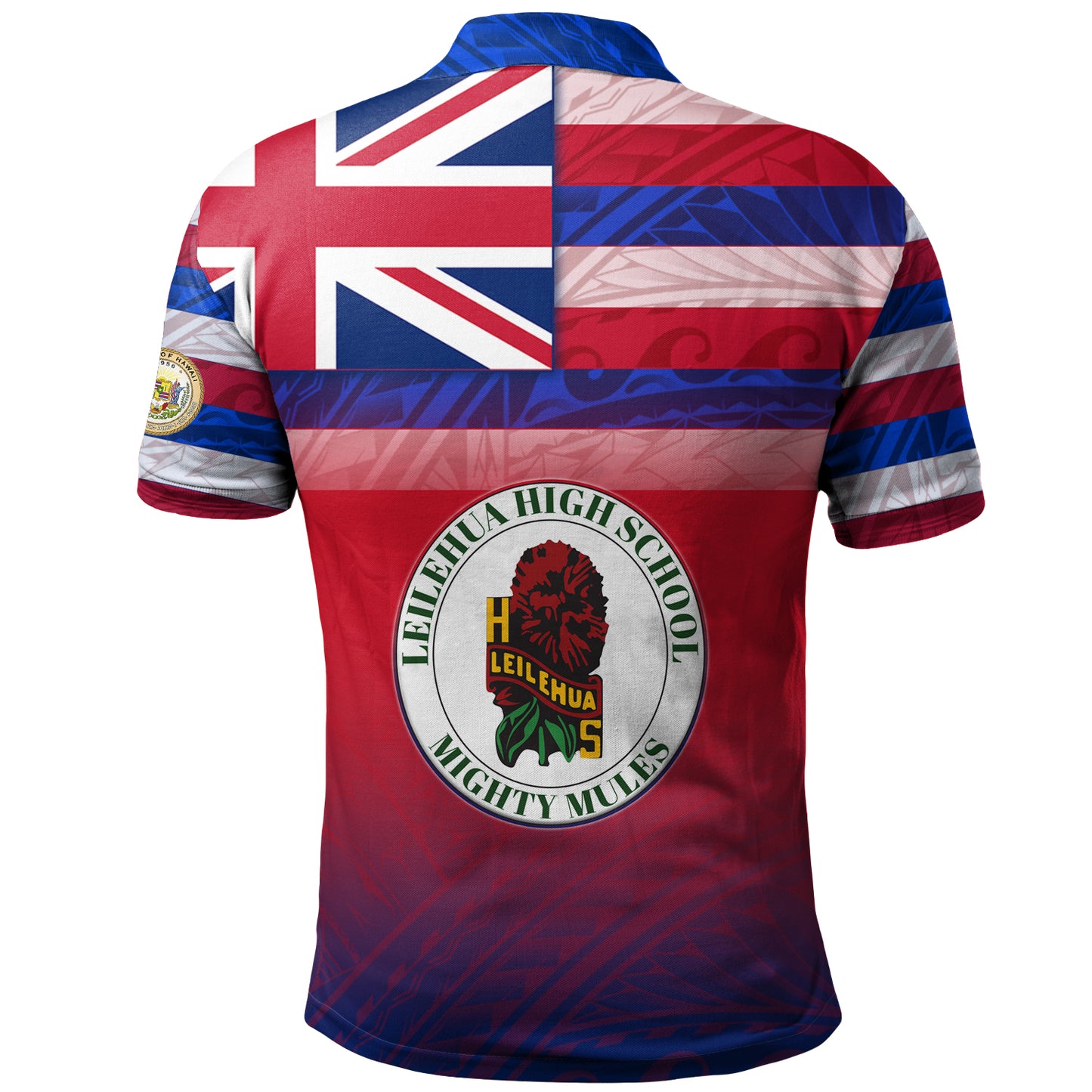 Hawaii Leilehua High School Polo Shirt Flag Color With Traditional Patterns