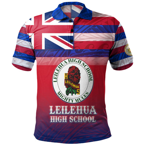 Hawaii Leilehua High School Polo Shirt Flag Color With Traditional Patterns