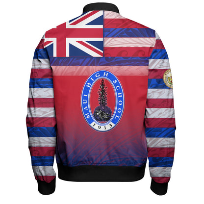 Hawaii Maui High School Bomber Jacket Flag Color With Traditional Patterns
