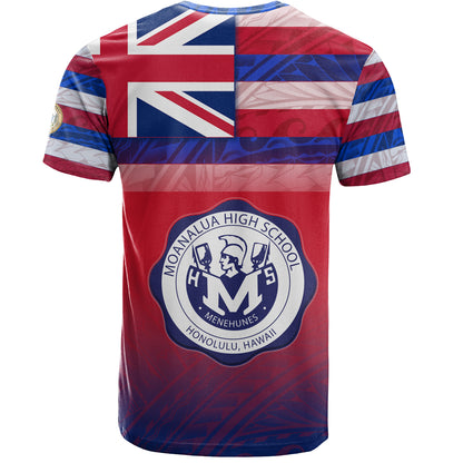 Hawaii Moanalua High School T-Shirt Flag Color With Traditional Patterns