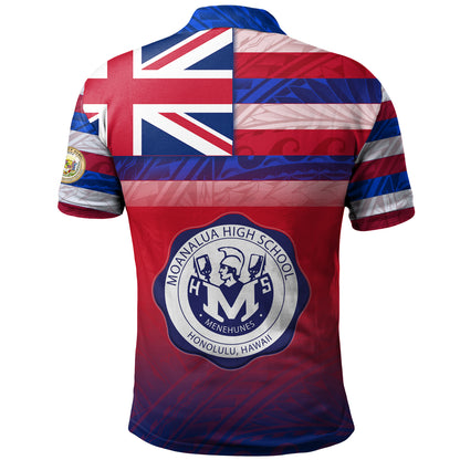 Hawaii Moanalua High School Polo Shirt Flag Color With Traditional Patterns