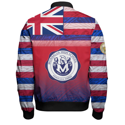 Hawaii Moanalua High School Bomber Jacket Flag Color With Traditional Patterns