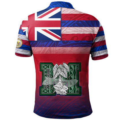 Hawaii Moloka'i High School Polo Shirt Flag Color With Traditional Patterns