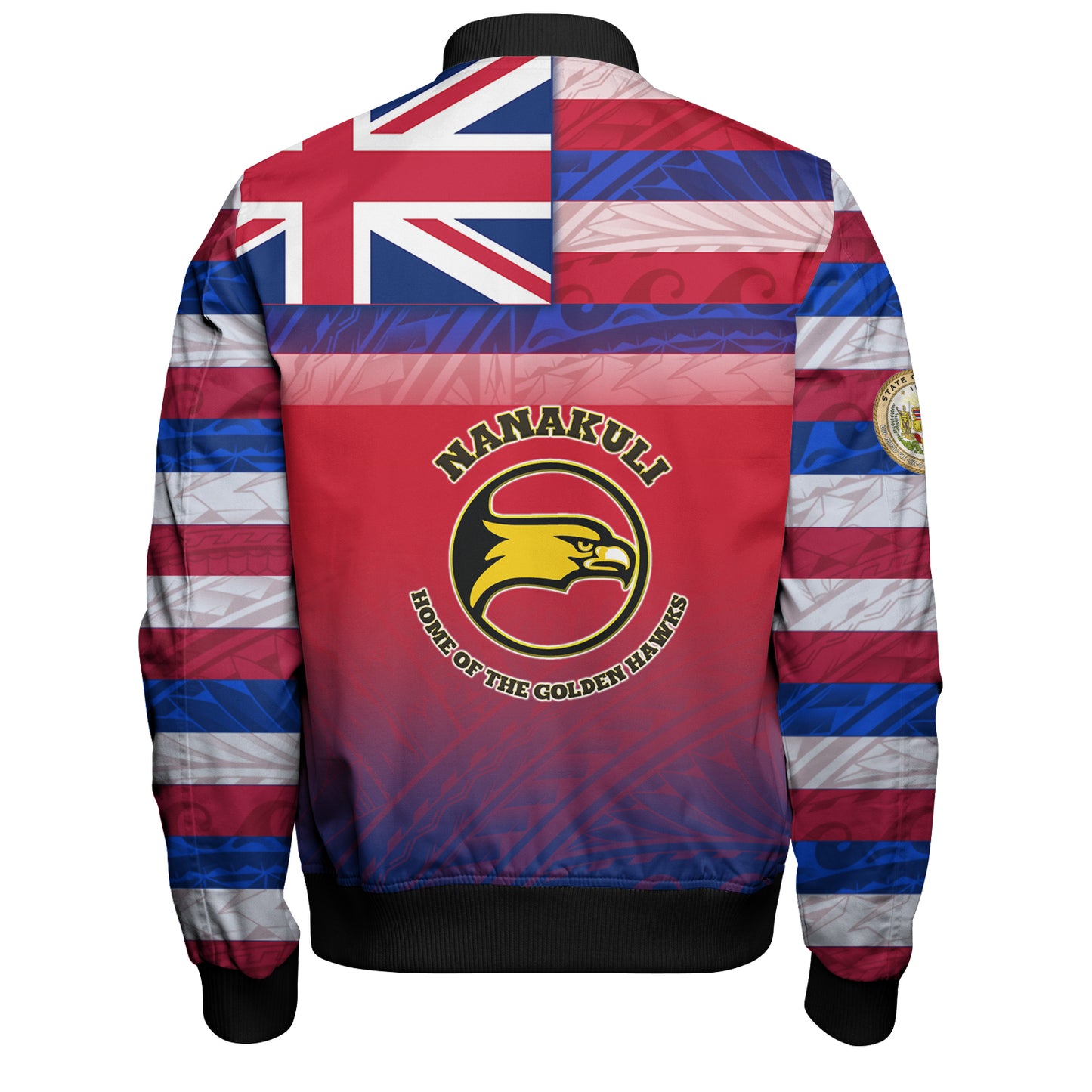 Hawaii Nanakuli High and Intermediate School Bomber Jacket Flag Color With Traditional Patterns