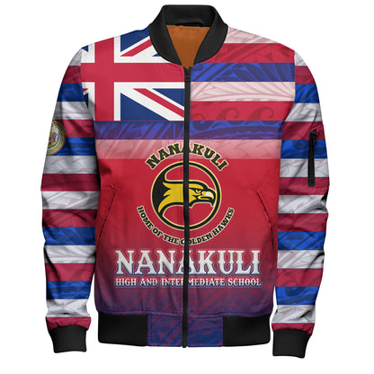 Hawaii Nanakuli High and Intermediate School Bomber Jacket Flag Color With Traditional Patterns