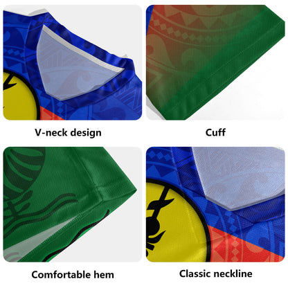 New Caledonia Flag Color With Traditional Patterns Men's All Over Printing Rugby Jersey