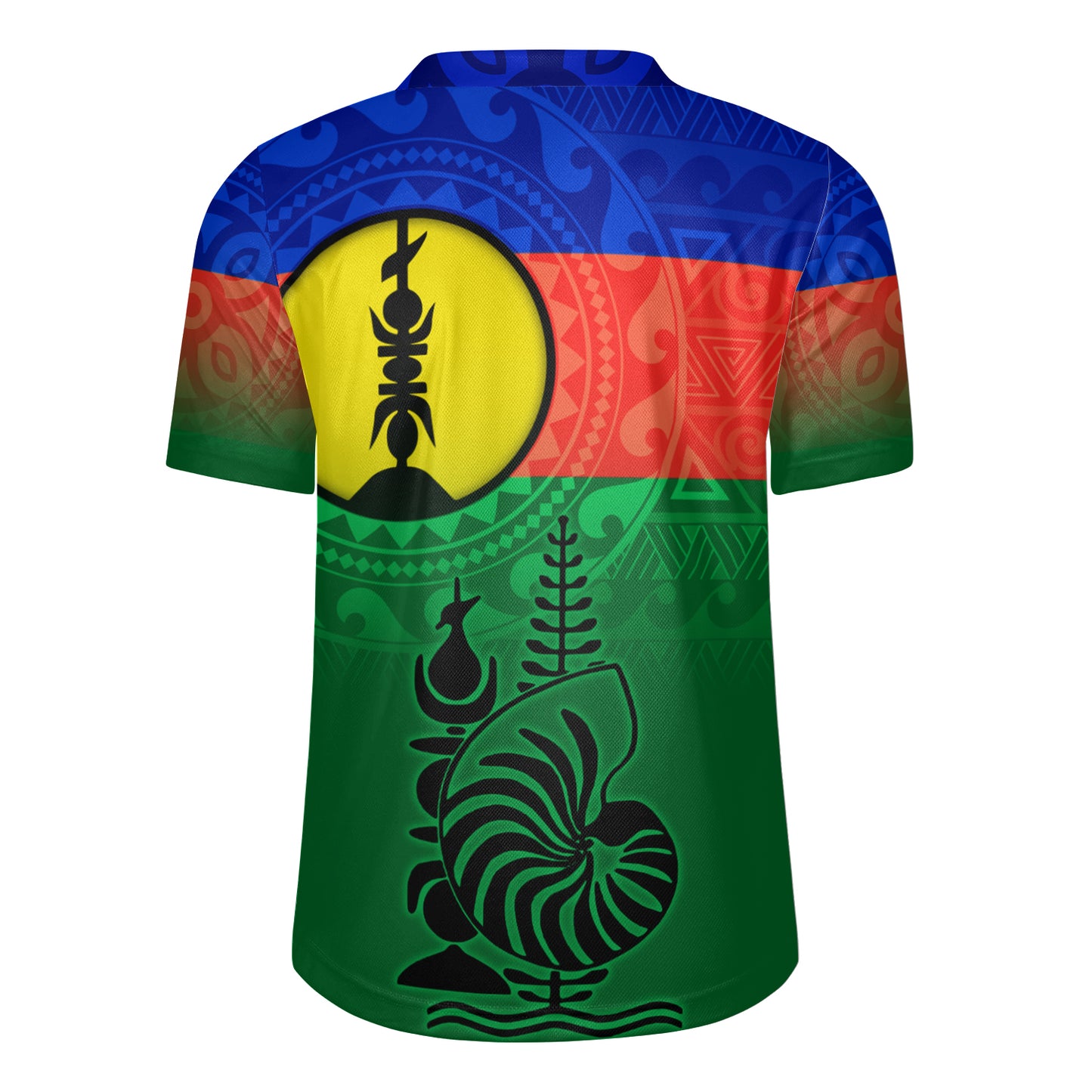 New Caledonia Flag Color With Traditional Patterns Men's All Over Printing Rugby Jersey