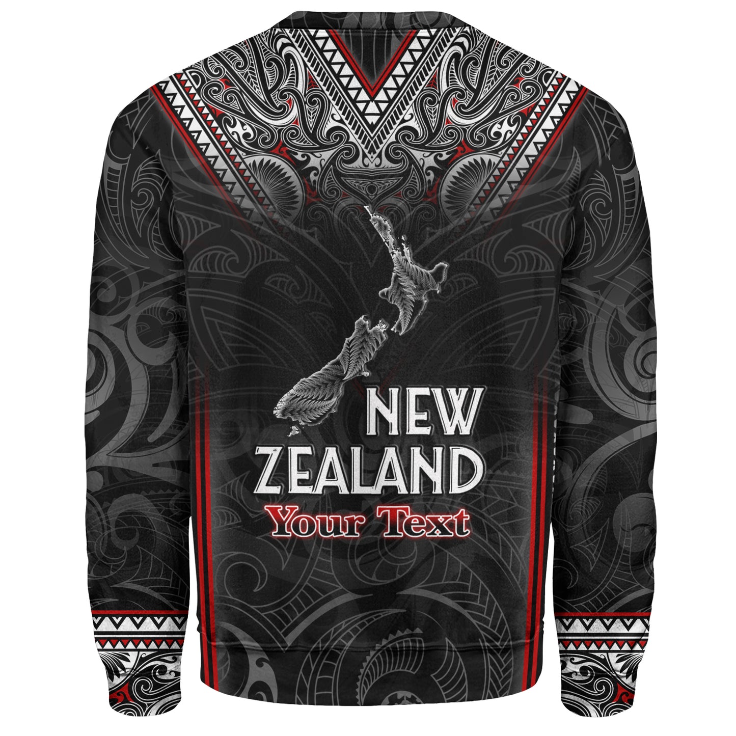 New Zealand Sweatshirt Maori Patterns With Map Silver Fern