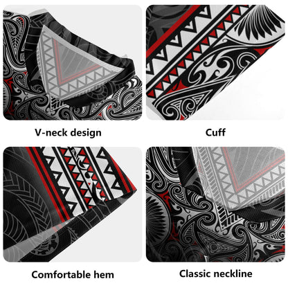 New Zealand Maori Patterns With Map Silver Fern Men's All Over Printing Rugby Jersey