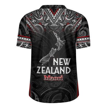 New Zealand Maori Patterns With Map Silver Fern Men's All Over Printing Rugby Jersey