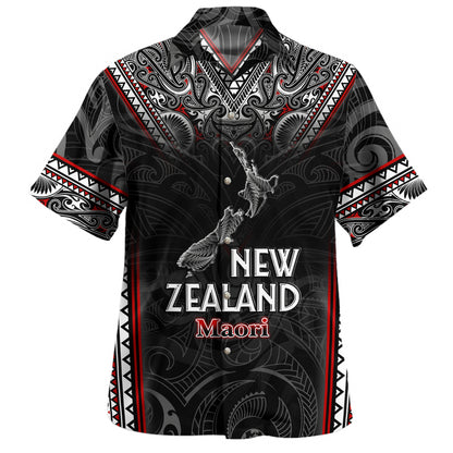 New Zealand Hawaiian Shirt Maori Patterns With Map Silver Fern