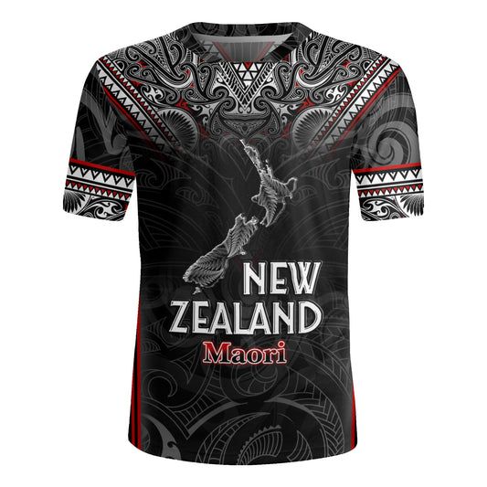 New Zealand Maori Patterns With Map Silver Fern Men's All Over Printing Rugby Jersey
