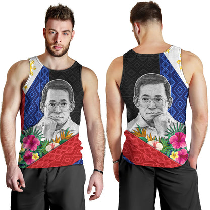 Philippines Filipinos Tank Top Ninoy Aquino With Tropical Flowers