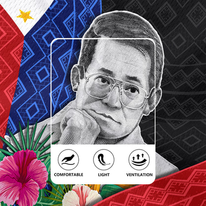 Philippines Filipinos Rugby Jersey Ninoy Aquino With Tropical Flowers