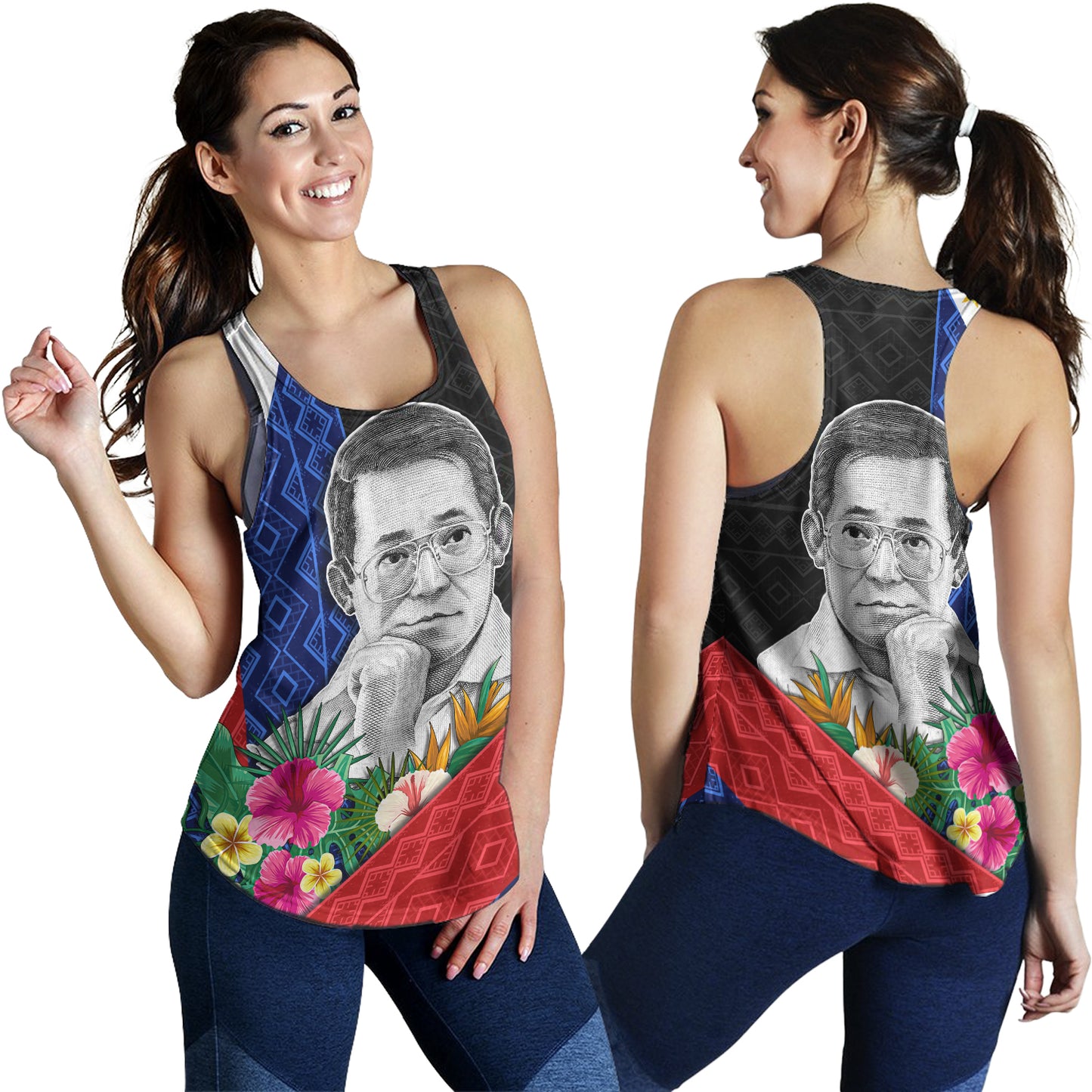 Philippines Filipinos Women Tank Ninoy Aquino With Tropical Flowers