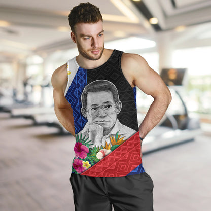 Philippines Filipinos Tank Top Ninoy Aquino With Tropical Flowers