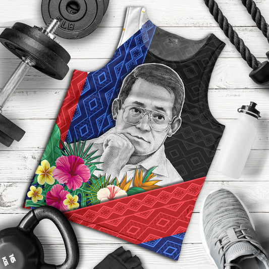 Philippines Filipinos Tank Top Ninoy Aquino With Tropical Flowers