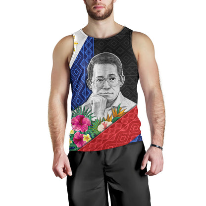 Philippines Filipinos Tank Top Ninoy Aquino With Tropical Flowers