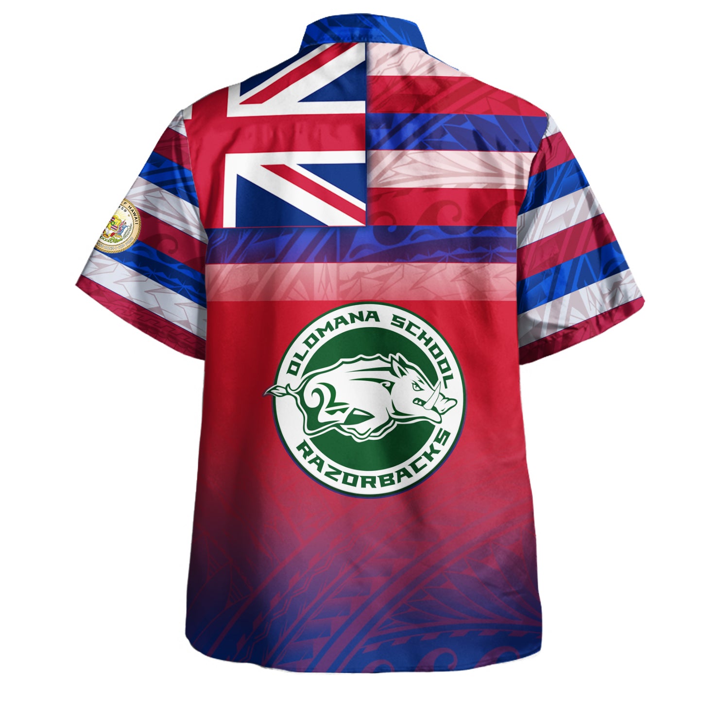 Hawaii Olomana High School Hawaii Shirt Flag Color With Traditional Patterns