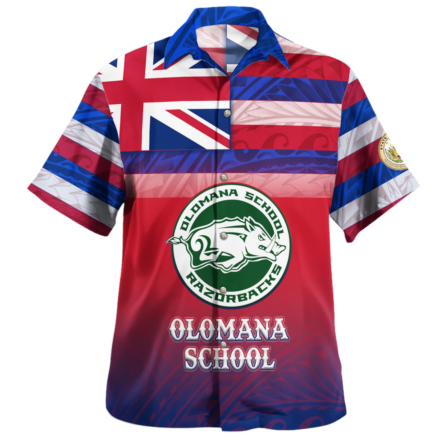 Hawaii Olomana High School Hawaii Shirt Flag Color With Traditional Patterns