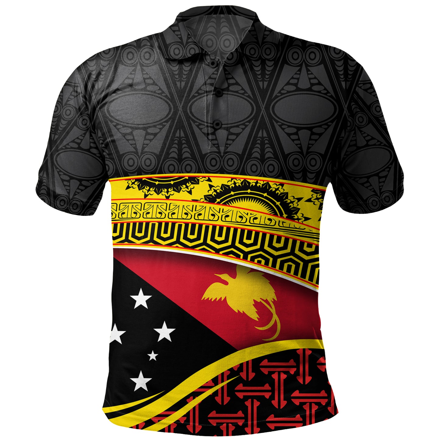Papua New Guinea Custom Personalized Polo Shirt With Tribal Motif Independence Day 2023