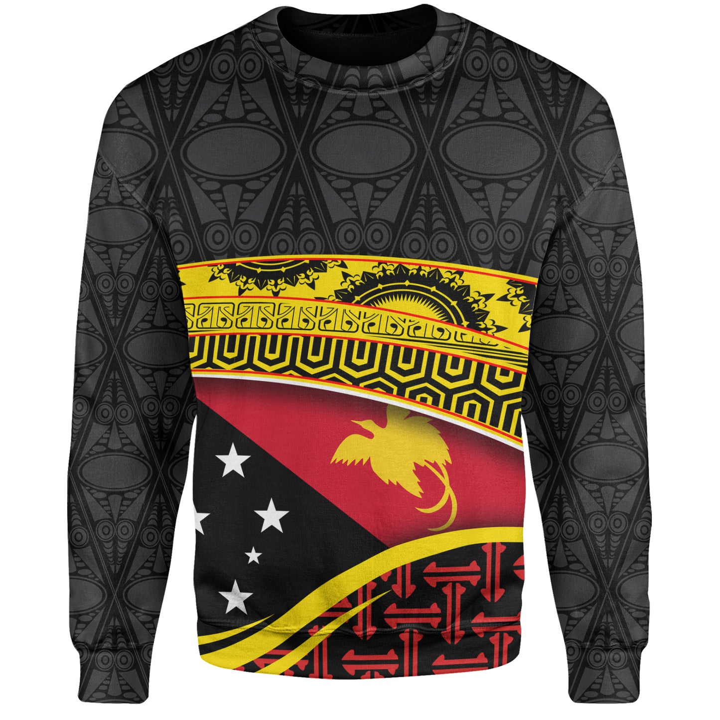 Papua New Guinea Custom Personalized Sweatshirt With Tribal Motif Independence Day 2023