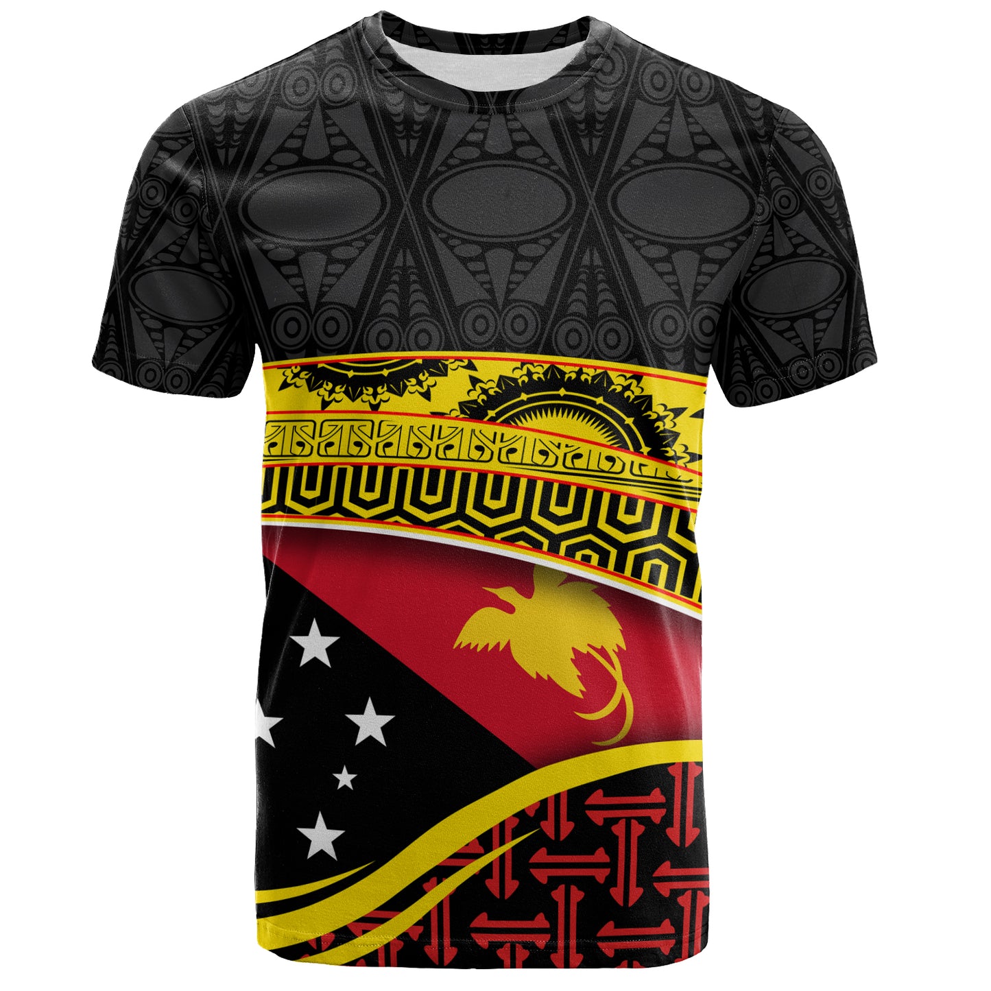 Papua New Guinea Custom Personalized T-Shirt With Tribal Motif Independence Day 2023