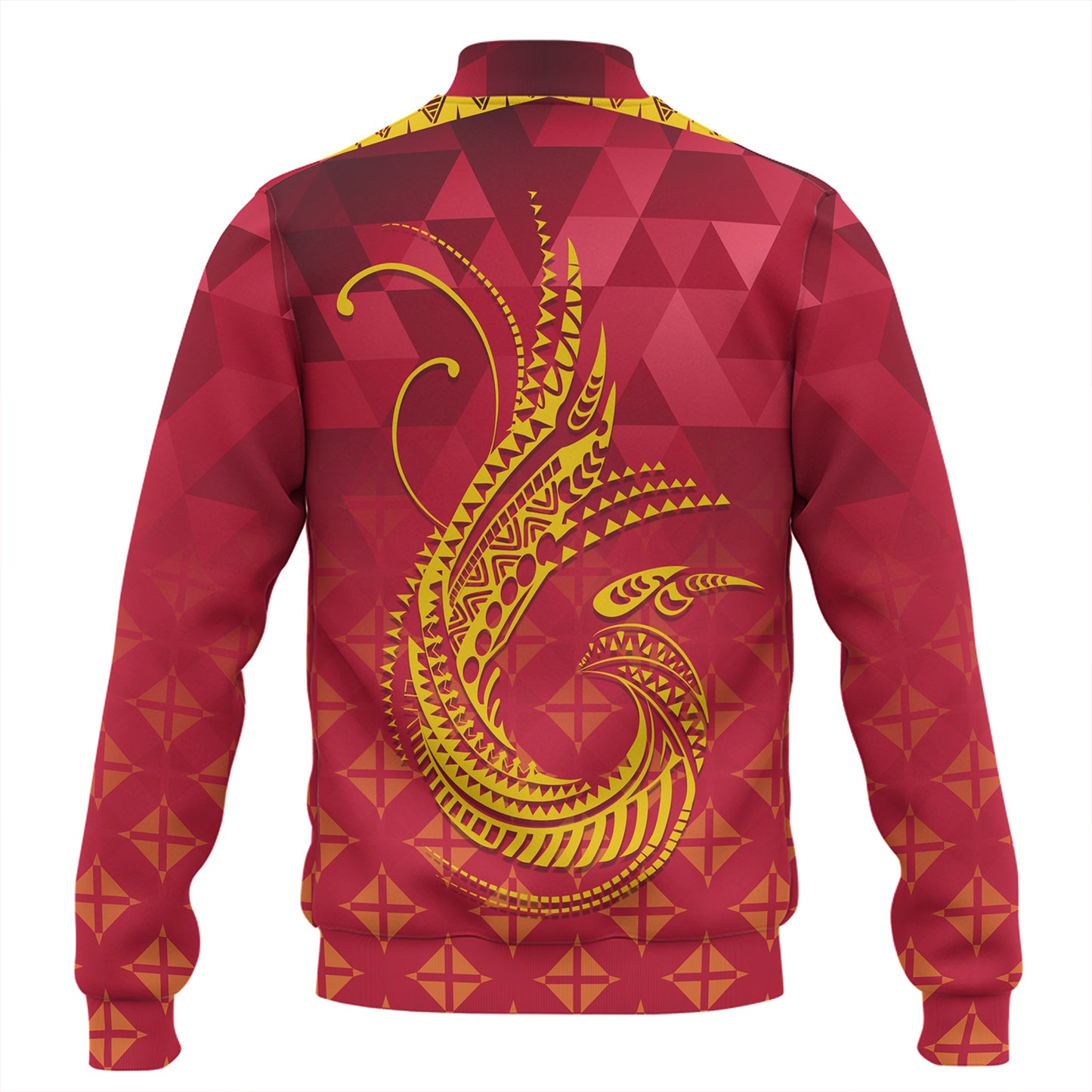 Papua New Guinea Baseball Jacket Lowpolly Pattern with Polynesian Motif