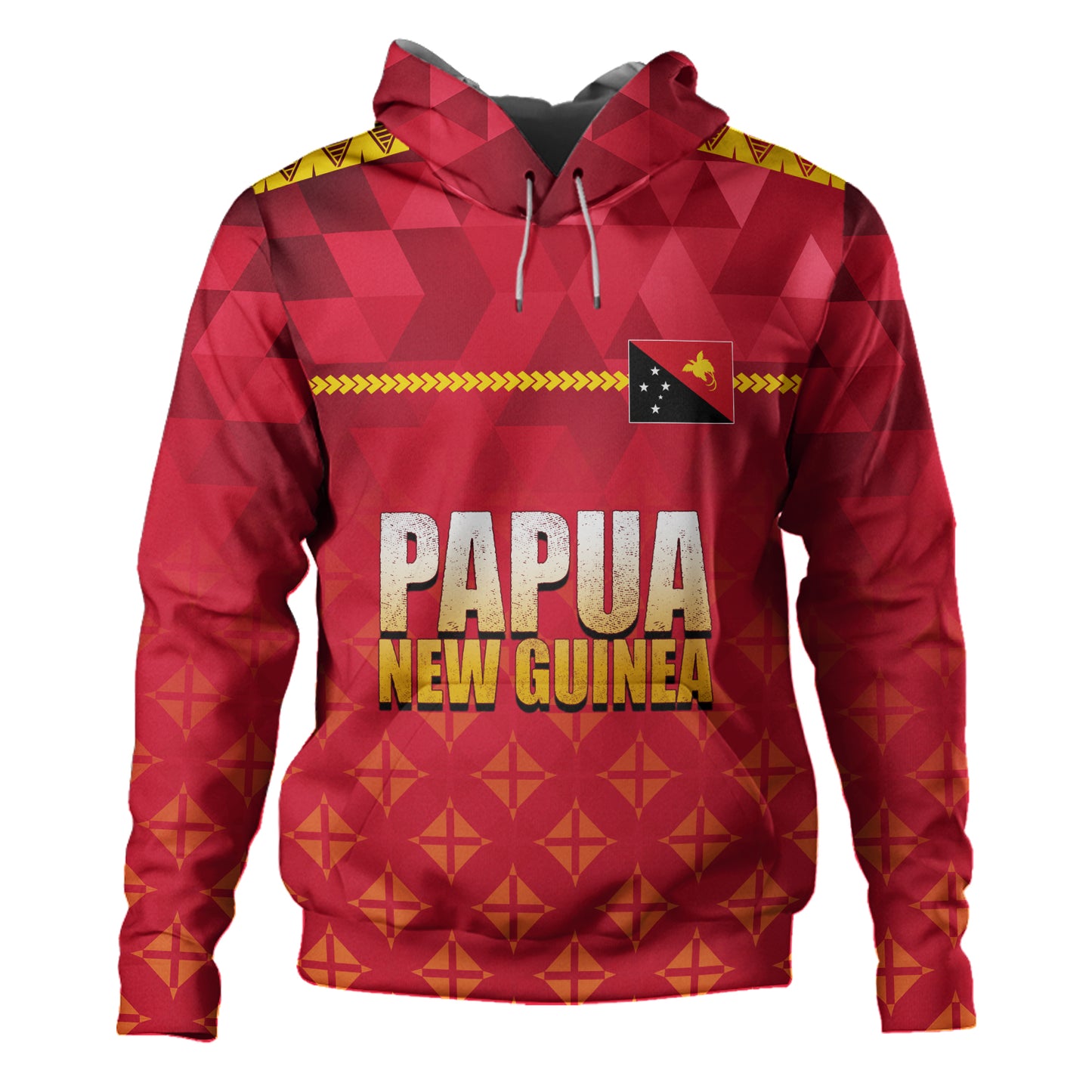Papua New Guinea Hoodie Lowpolly Pattern with Polynesian Motif