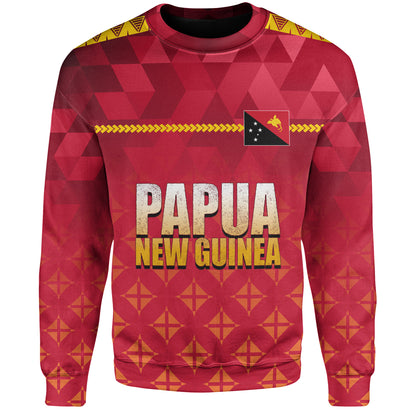 Papua New Guinea Off Shoulder Sweatshirt Lowpolly Pattern with Polynesian Motif