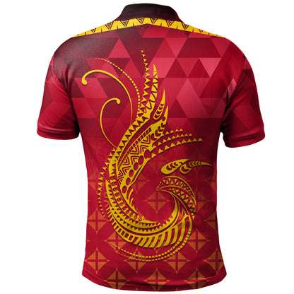 Papua New Guinea Polo Shirt Lowpolly Pattern with Polynesian Motif