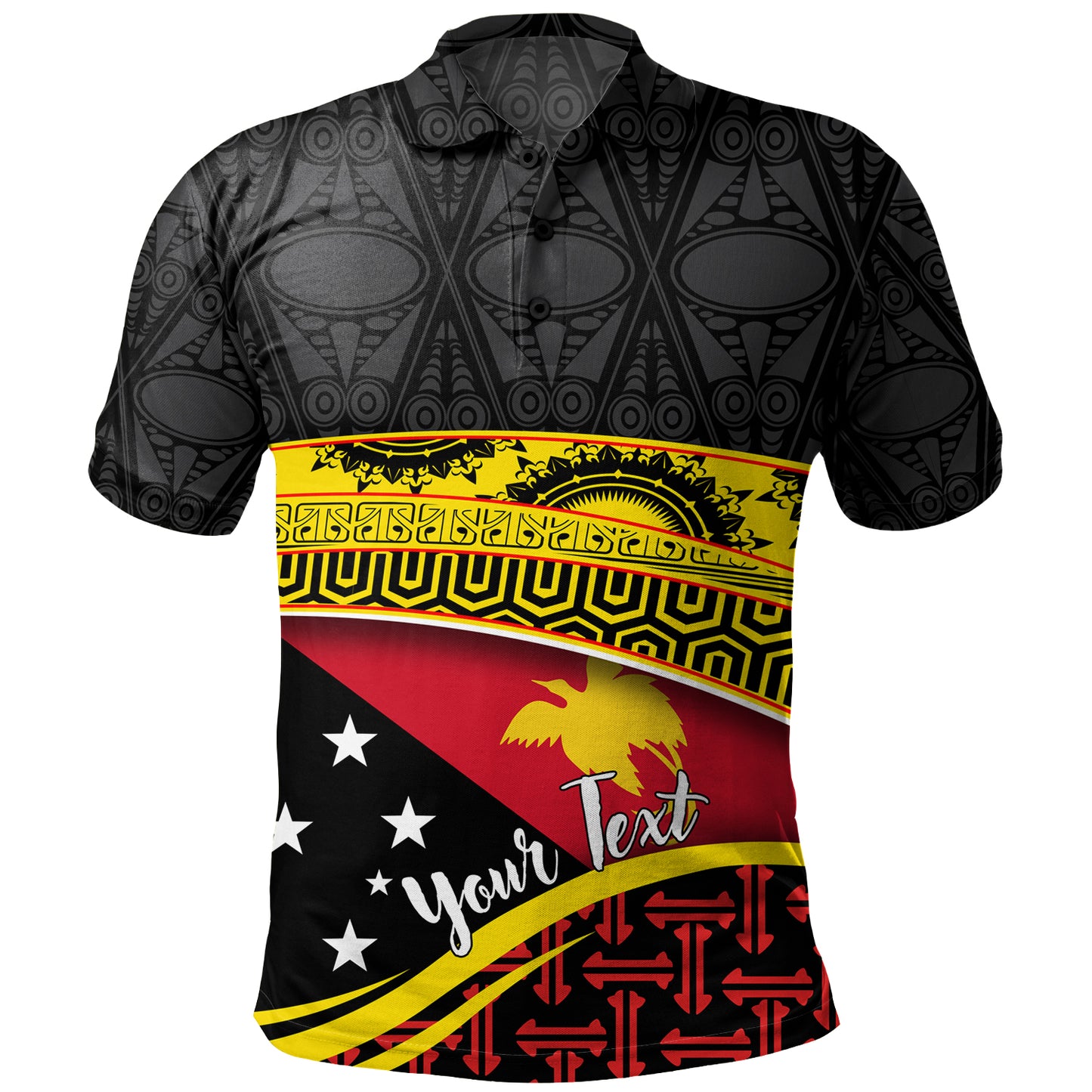 Papua New Guinea Custom Personalized Polo Shirt With Tribal Motif Independence Day 2023