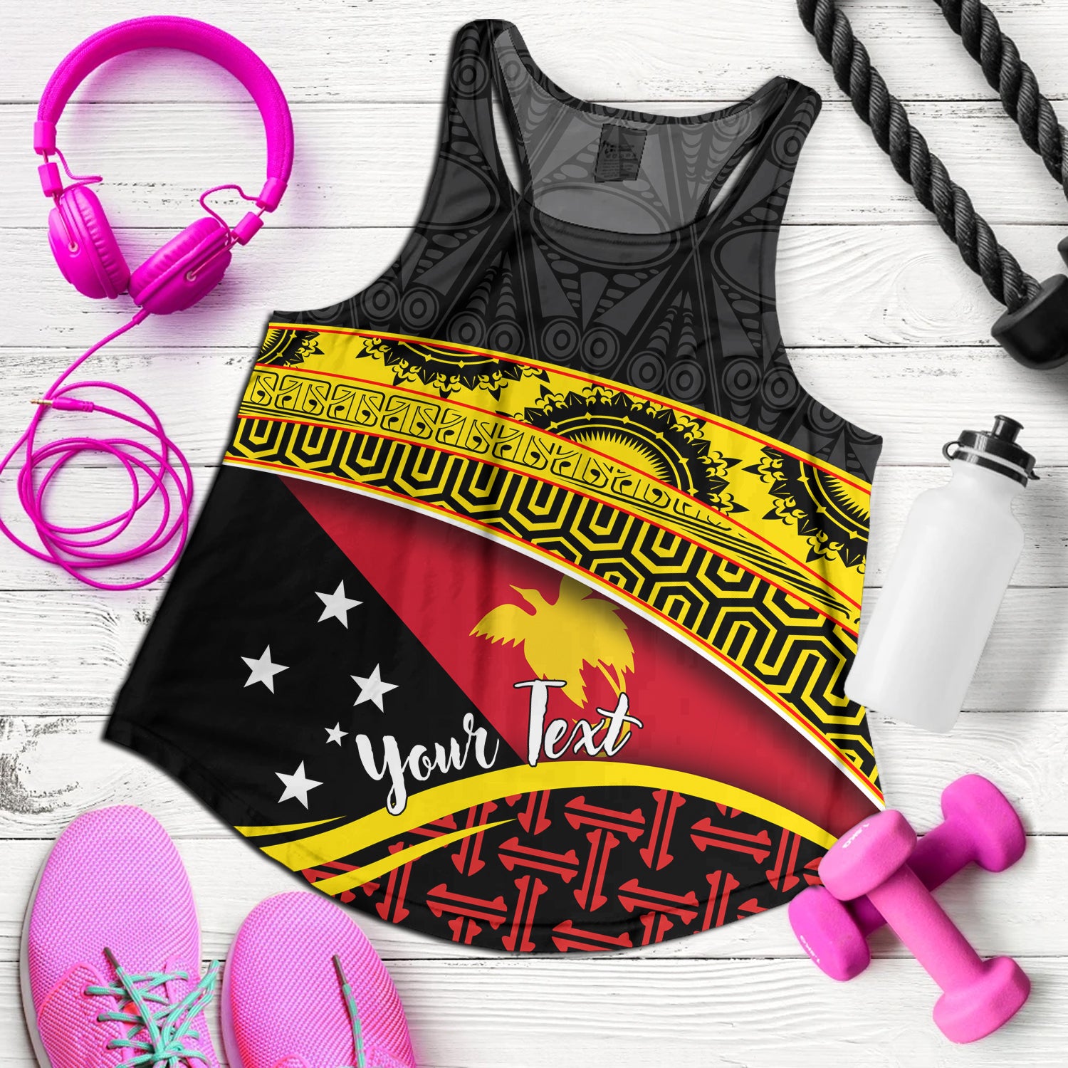 Papua New Guinea Custom Personalized Women Tank With Tribal Motif Independence Day 2023