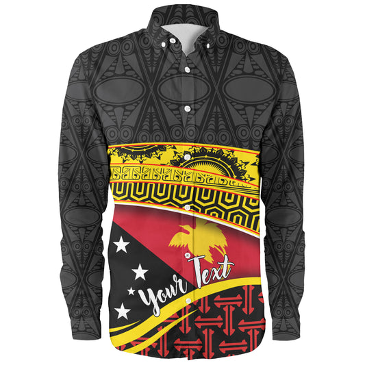 Papua New Guinea Custom Personalized Long Sleeve Shirt With Tribal Motif Independence Day 2023