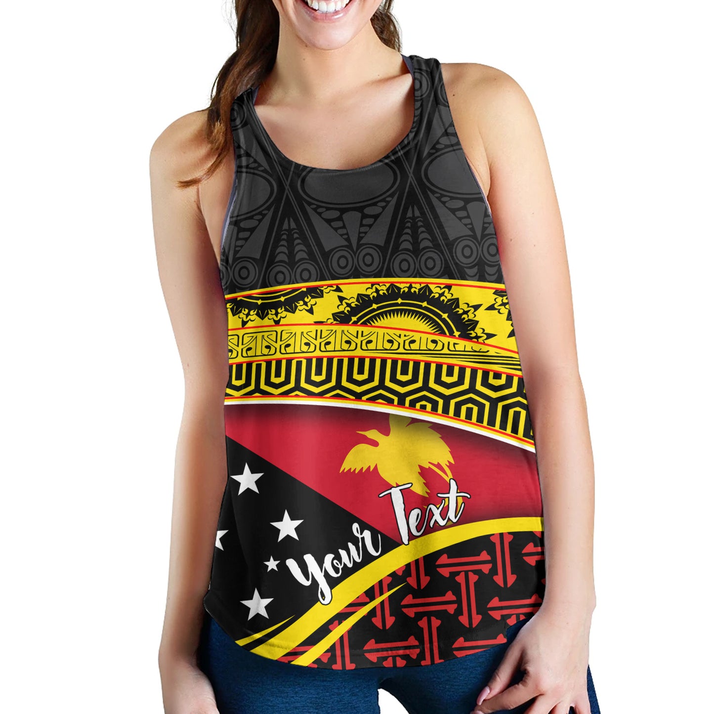 Papua New Guinea Custom Personalized Women Tank With Tribal Motif Independence Day 2023