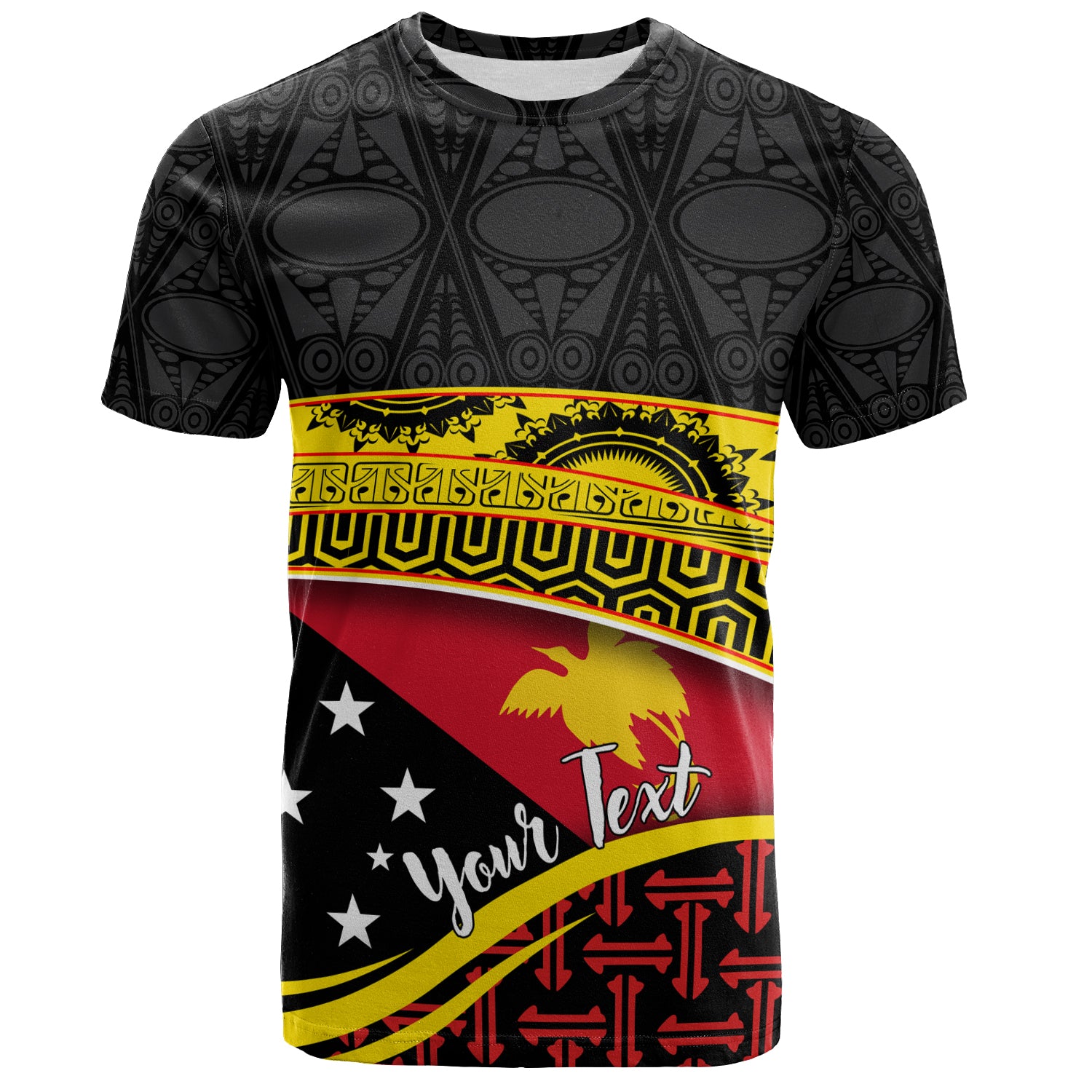 Papua New Guinea Custom Personalized T-Shirt With Tribal Motif Independence Day 2023