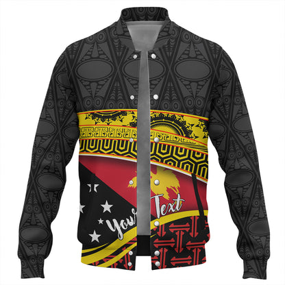 Papua New Guinea Custom Personalized Baseball Jacket With Tribal Motif Independence Day 2023