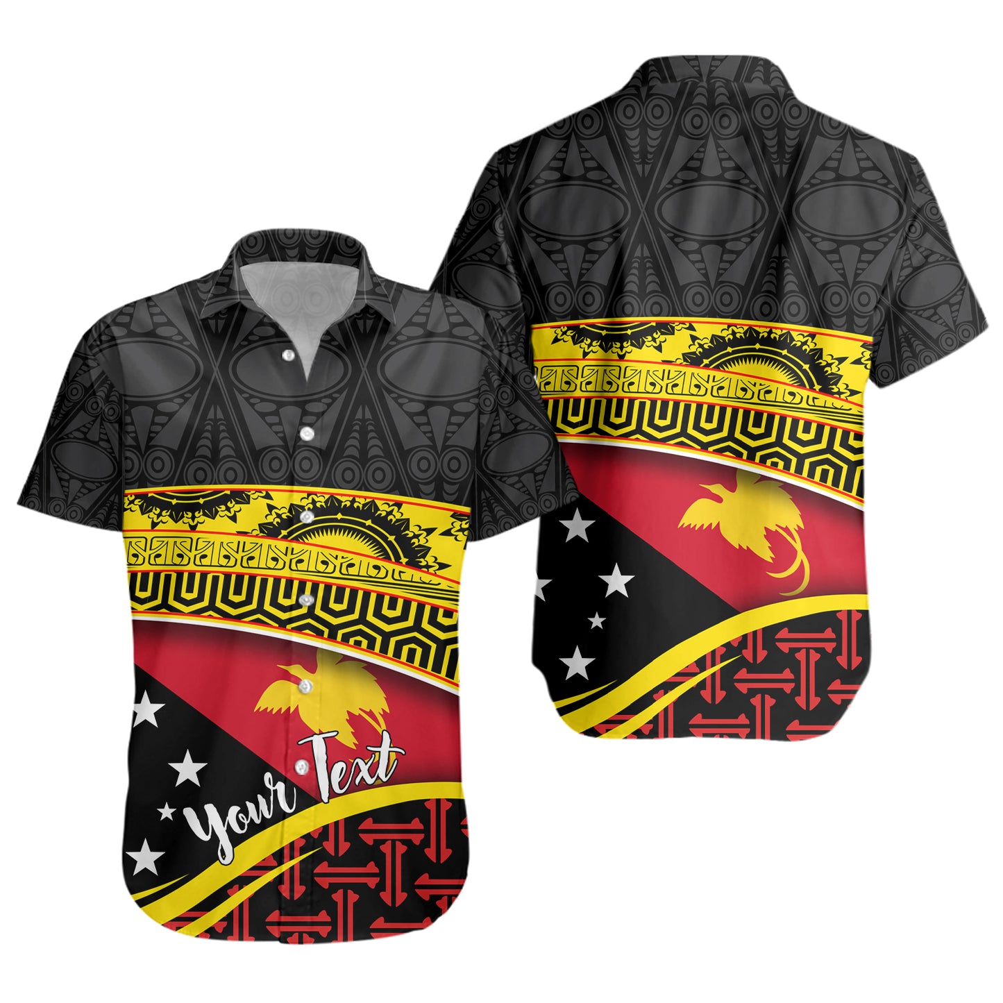 Papua New Guinea Custom Personalized Short Sleeve Shirt With Tribal Motif Independence Day 2023