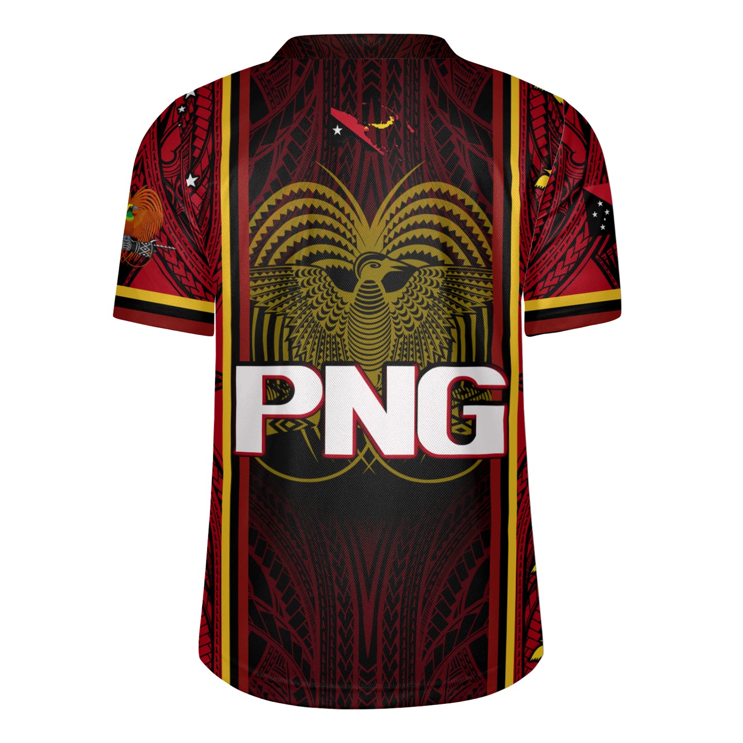 Papua New Guinea Seal And Map Tribal Traditional Patterns Men's All Over Printing Rugby Jersey