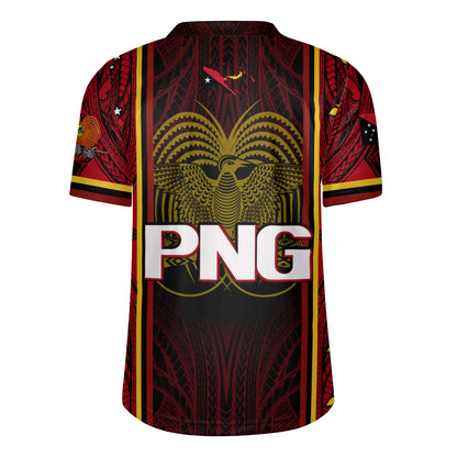 Papua New Guinea Seal And Map Tribal Traditional Patterns Men's All Over Printing Rugby Jersey
